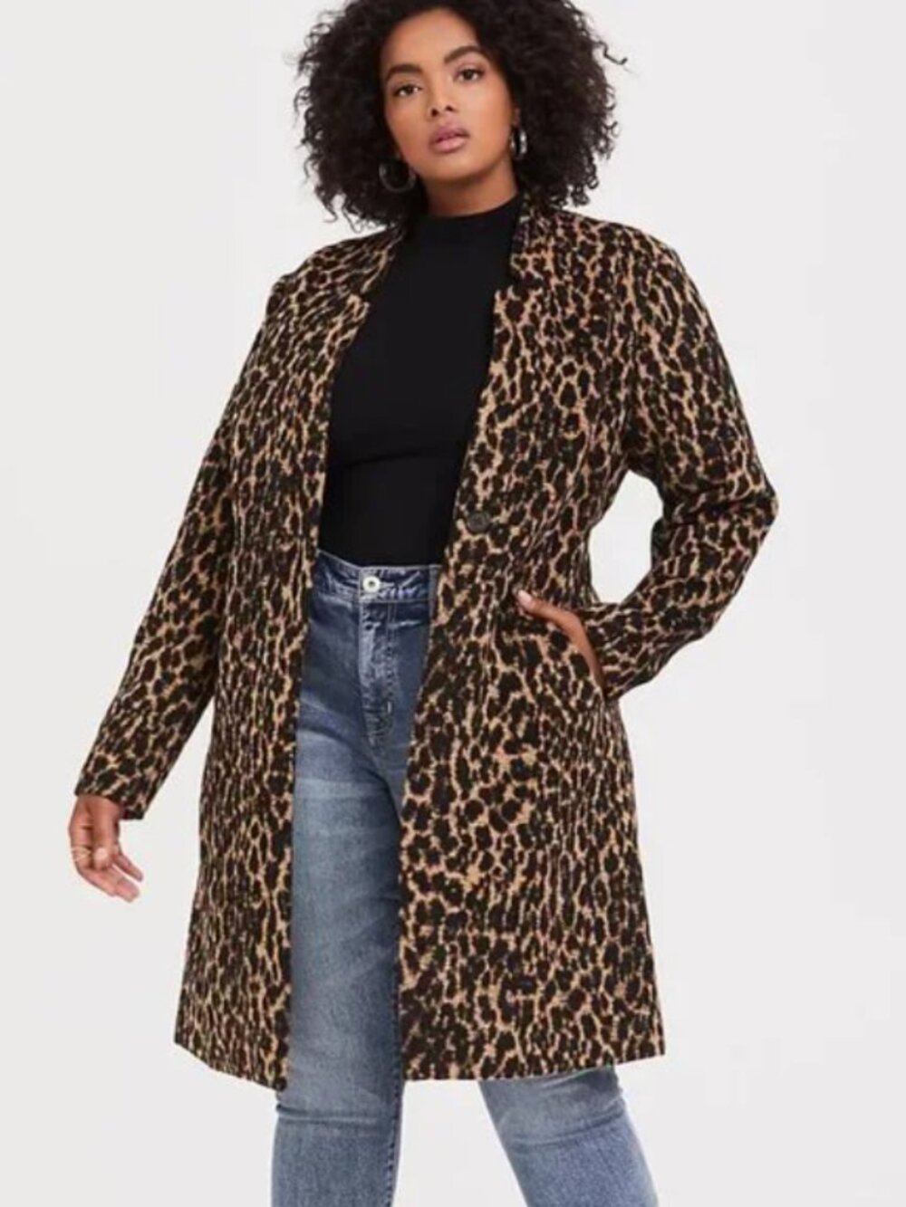 TORRID Leopard Print Wool Blend Car Coat 1X